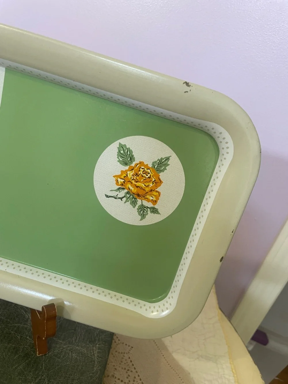Decorative Green Floral Serving Tray vintage